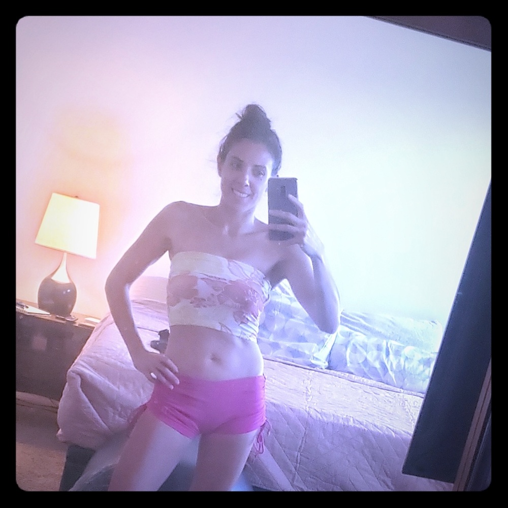 Floral florida print tube top and Hawaiian shorts